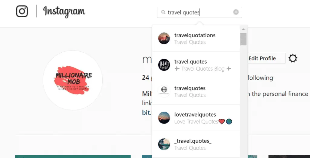 Use the search bar in Instagram to identify influencers