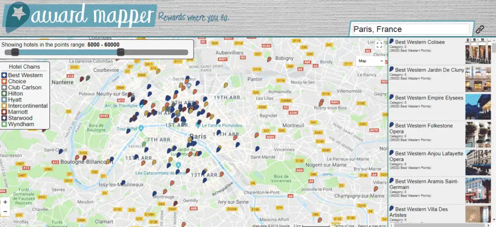 Award Mapper - Paris, France Search for Free Tool to Book Award Travel