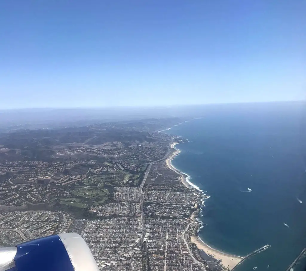 view of laguna beach from the airplane