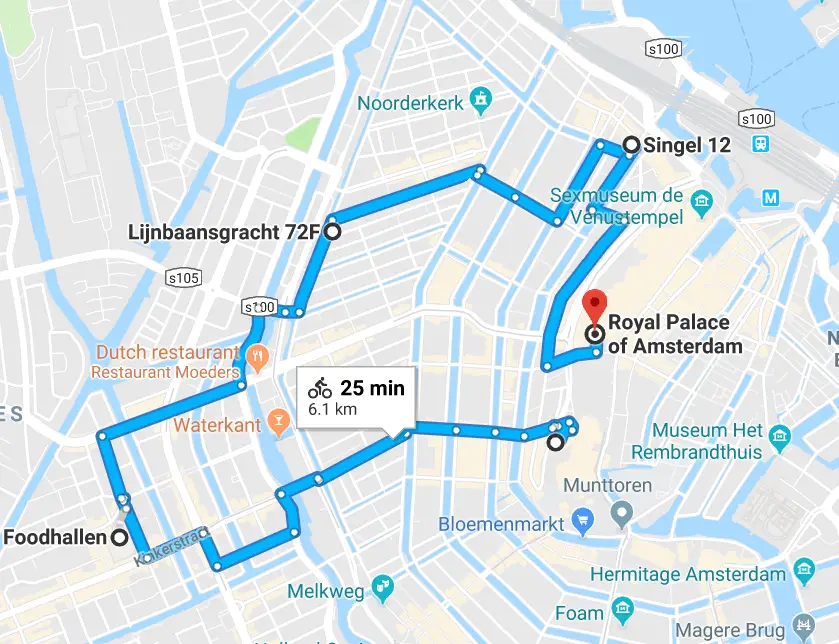 Personal Bike Tour of Amsterdam Map