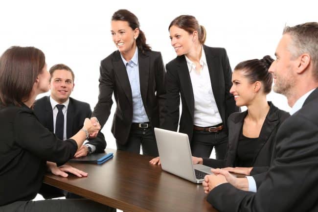 group of entrepreneurs in black suit