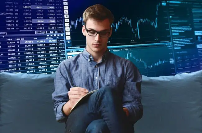 Man calculating stocks